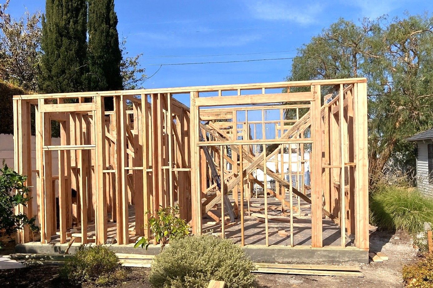 Framing of an ADU under construction