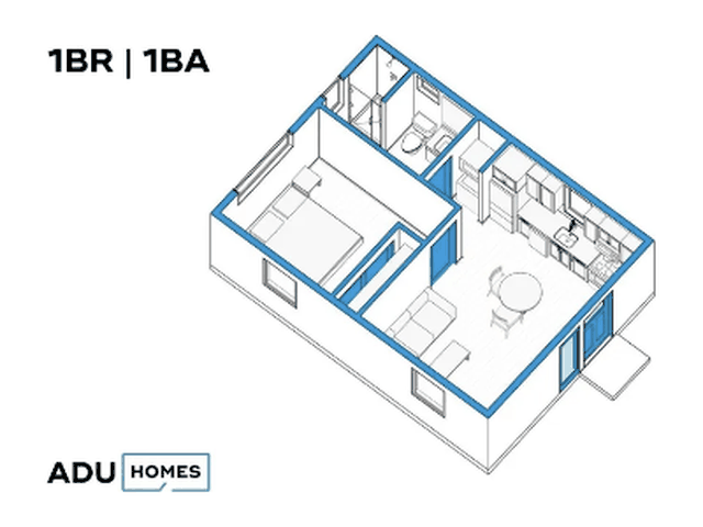 Plan 450 ADU floor plan, 1 bed, 450 sq ft