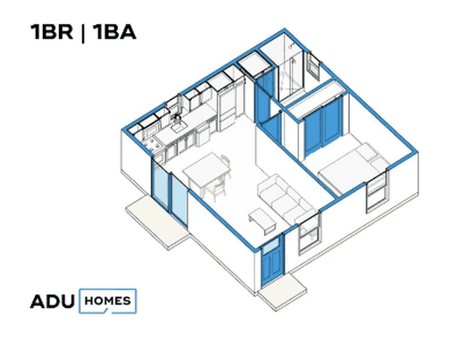 Plan 484 ADU floor plan, 1 bed, 484 sq ft