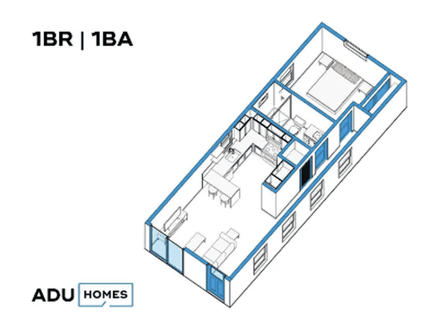 Plan 600 ADU floor plan, 1 bed, 600 sq ft