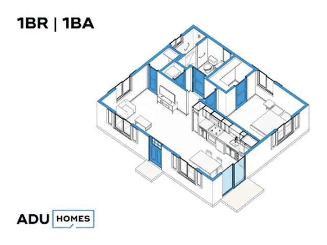 Plan 700 ADU floor plan, 1 bed, 700 sq ft